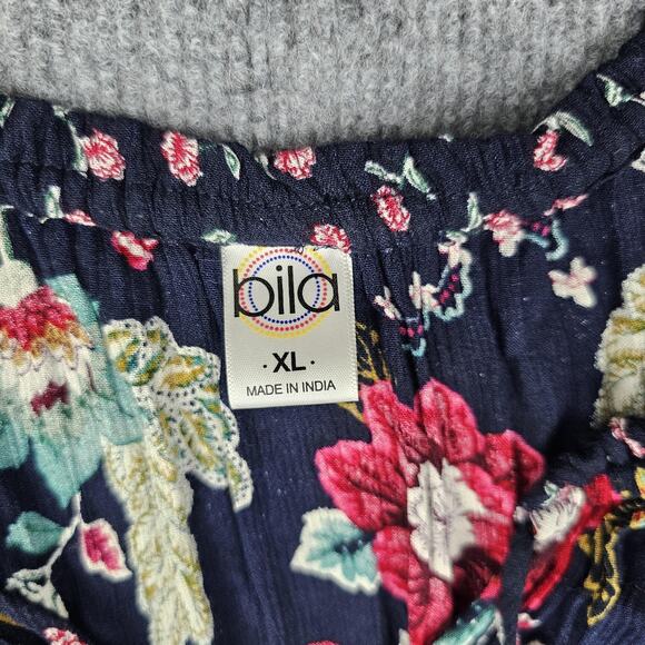 Bila Dress Womens XL Maxi Boho Handkerchief Hem Floral Western Cottage Peasant - Picture 3 of 11